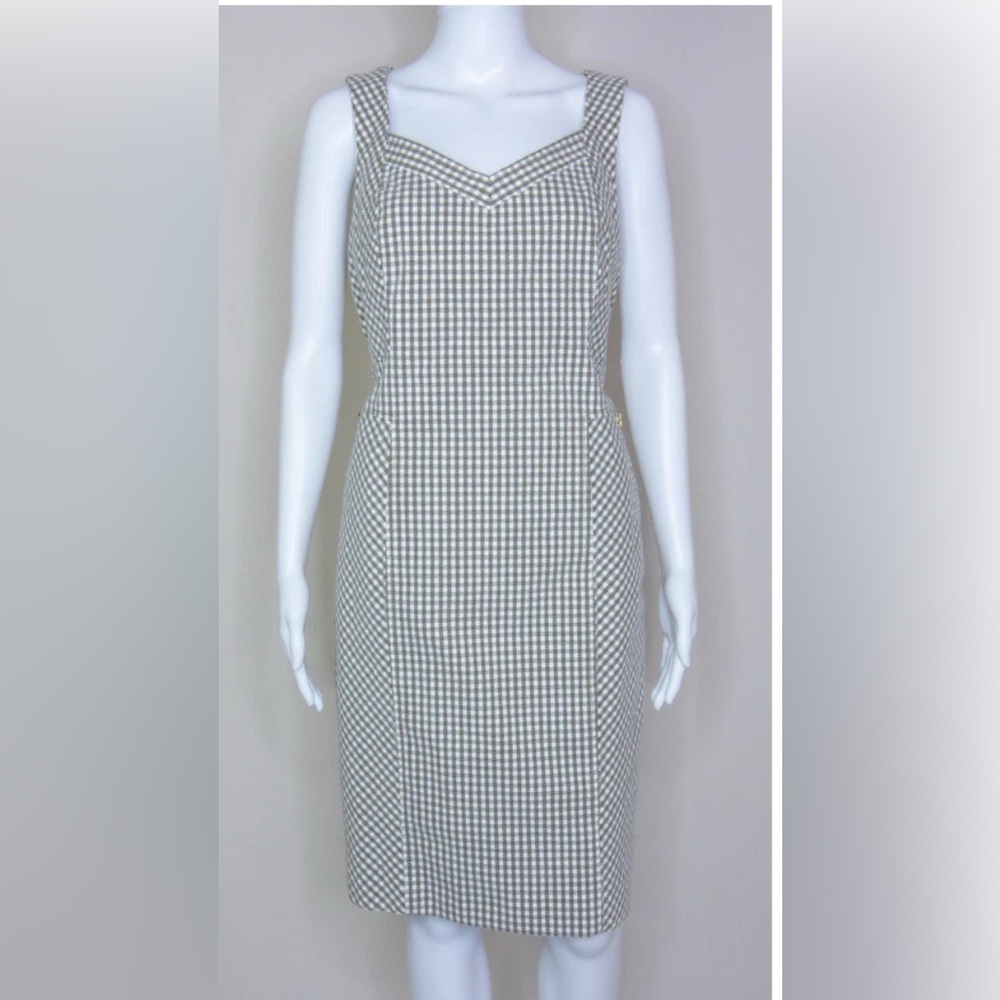 Etcetera Brown/White Gingham Sheath Dress With Pockets  Size 8